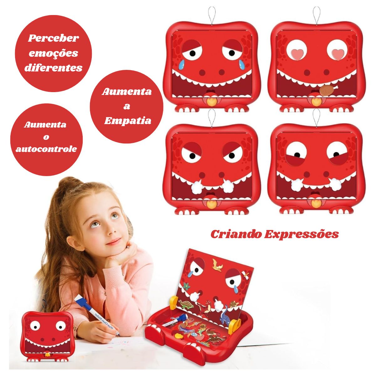 Lousa De Desenho Magnética Brinquedo Dinossauro Vermelho - Steam Toy Lousa De Desenho Magnética Brinquedo Dinossauro Vermelho - Steam Toy